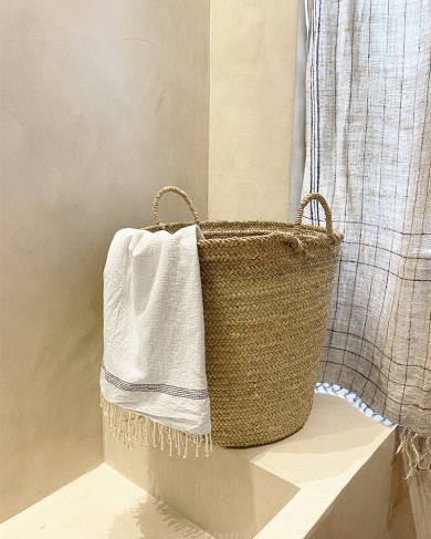 Palm fiber Basket with braided handles