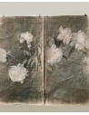 Panneau Pivoines Blanches en papier froissé