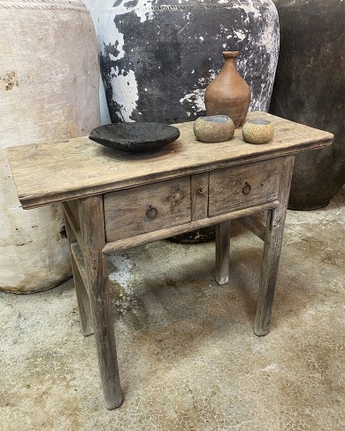 Solid Elm Little Console with drawers - unique piece