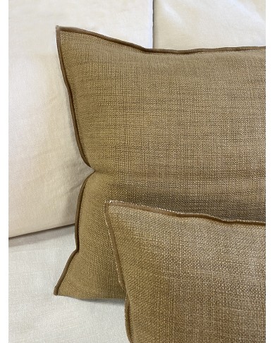 Coussin Vice Versa en Toile de Lin Vintage Havane par Maison de Vacances