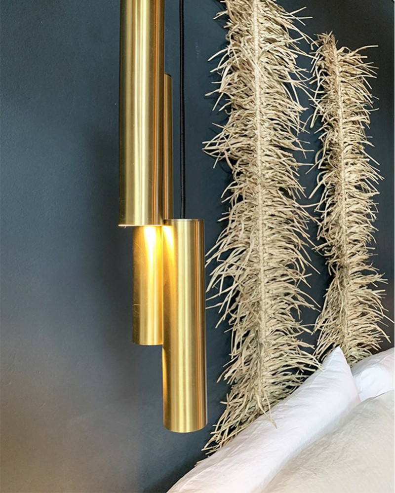 Suspension Tube Brass en métal doré