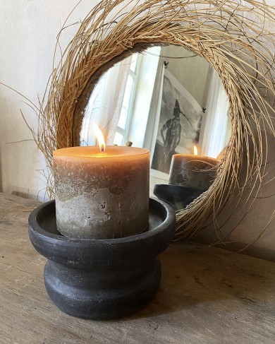 Smoked & patinated Terra Cotta Candleholder Benny
