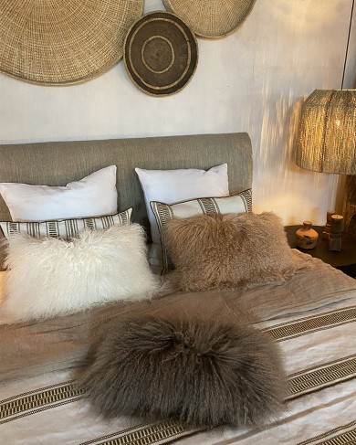 Small & Big Rectangular Tibetan goat & Linen Basic Cushion Maison de Vacances