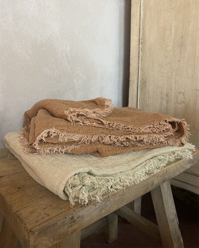 Fringed washed Linen Crepe Vice Versa Plaid Maison de Vacances