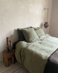 Linge de lit Kaki en lin lavé par La Draperie Française
