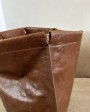 Leather cognac shopper bag