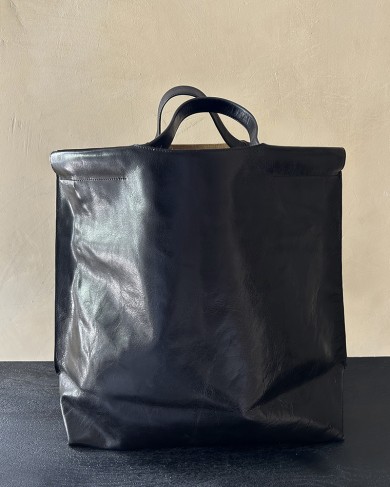 Leather black shopper bag