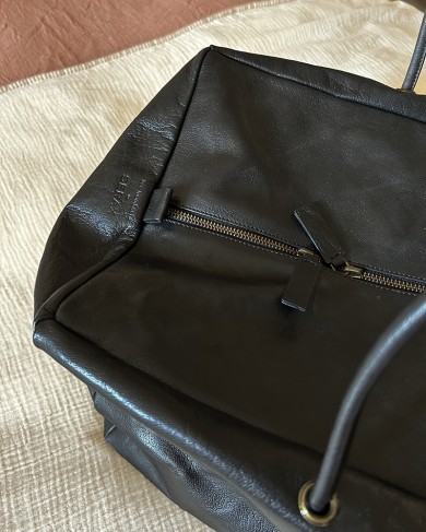 Sac week-end en cuir noir