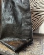Leather olive shopper bag