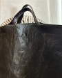 Leather olive shopper bag