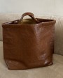 Leather cognac shopper bag