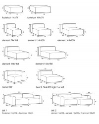 Canapé combinaison Edda en polyester & lin 5pl - Composable