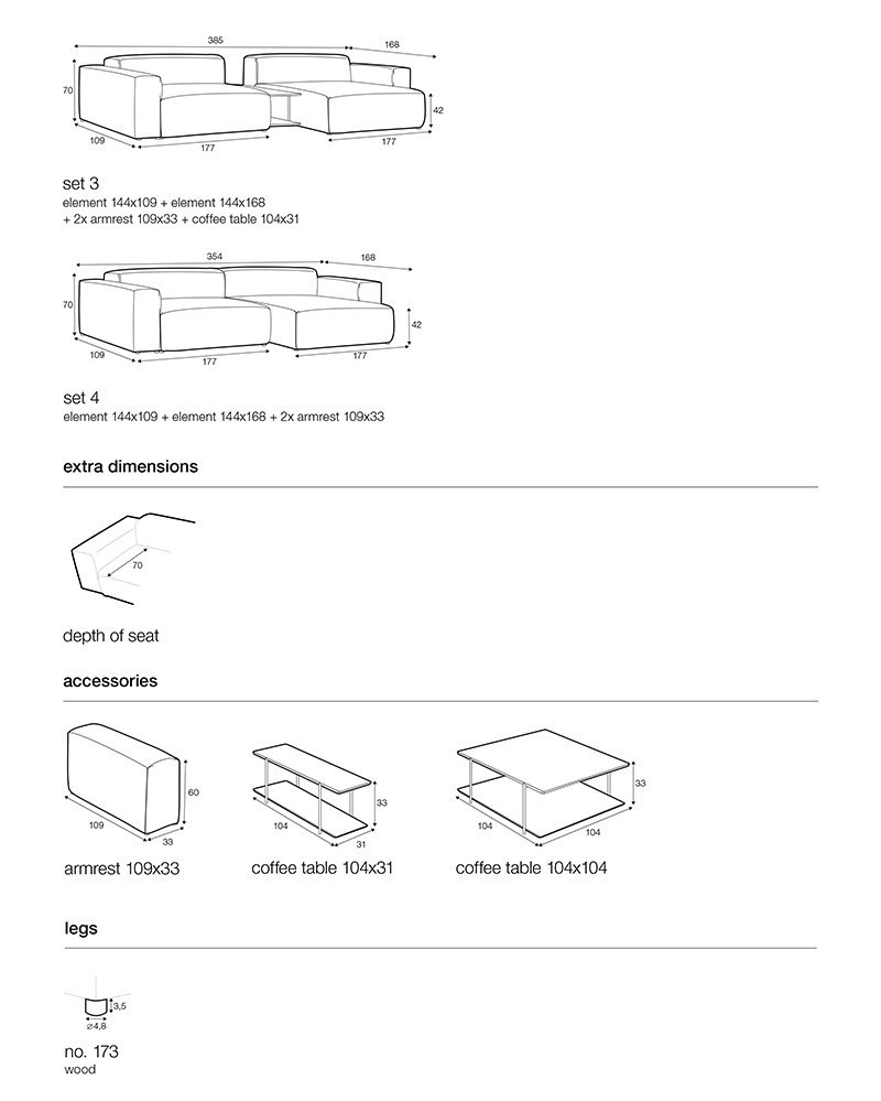 Canapé combinaison Edda en polyester & lin 5pl - Composable
