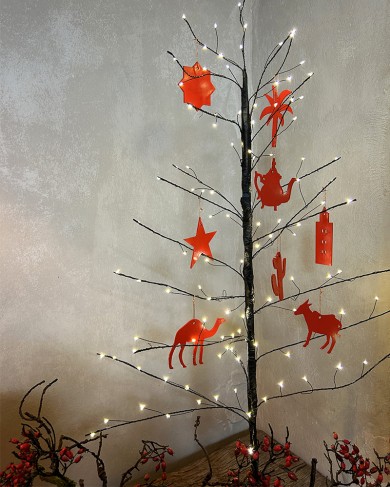 Set de 8 décors de Noël en bois peint