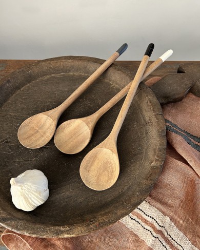 Wood & horn serving long Spoon