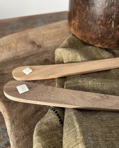 Wood & horn hallmark serving long Spoon