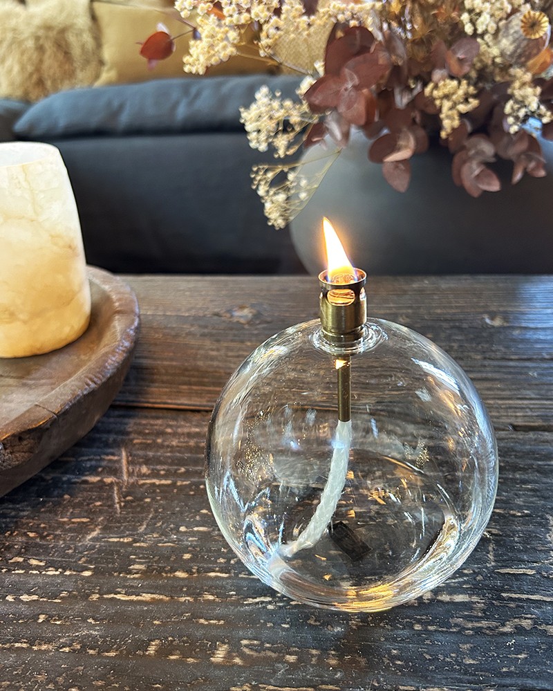 Bougie / Lampe à Huile ronde en verre - La Maison Pernoise