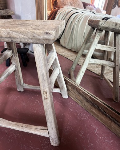 Raw elm wooden Stool Chinese -unique piece