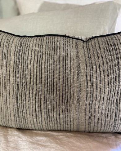 Coussin en toile rustique Byzance rayée Maison de Vacances