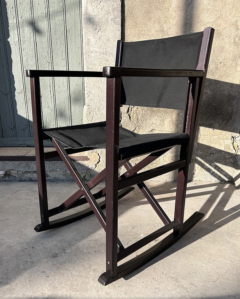 Cotton canvas & wood rocking chair