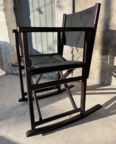 Chaise en bascule en bois & toile de coton