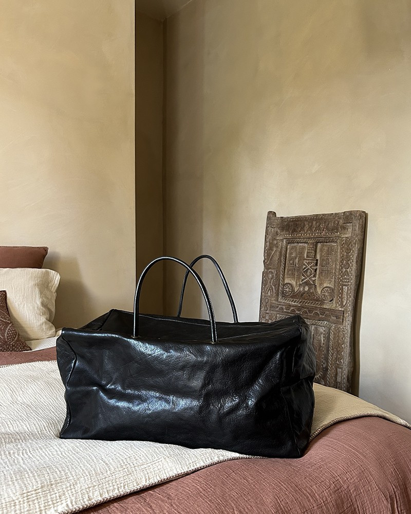 Sac week-end en cuir noir
