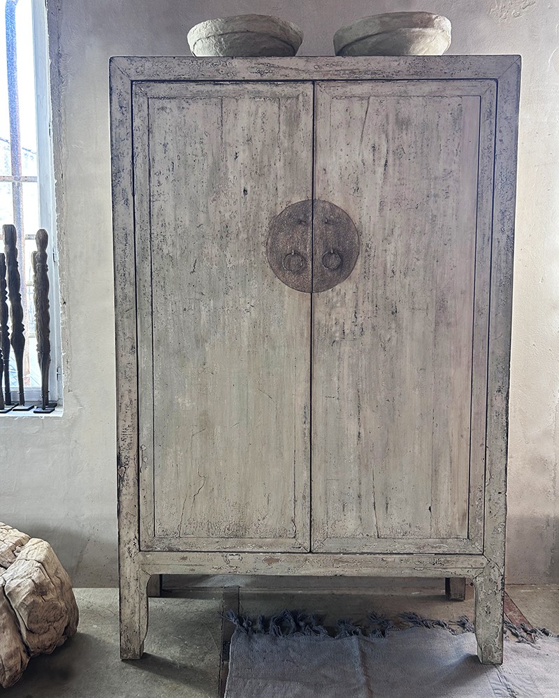 Elm with bleached patina wardrobe - unique piece
