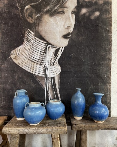 Blue ceramic vase