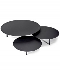 Lot de 3 tables basses rondes en métal noir
