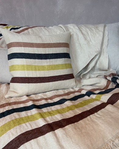 Linen Lake Stripe pillow cover & fouta by Libeco