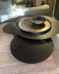 Lot de 3 tables basses rondes en métal noir