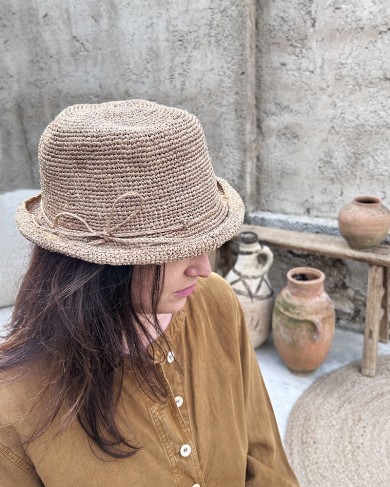 Tea raffia Denise hat - handmade