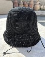 Black raffia Cam hat - handmade