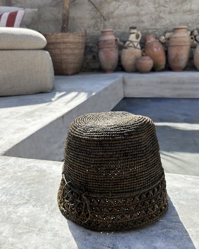 Khaki raffia Cam hat - handmade