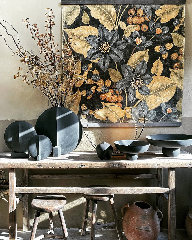Panneau Fleurs d'Automne en papier froissé