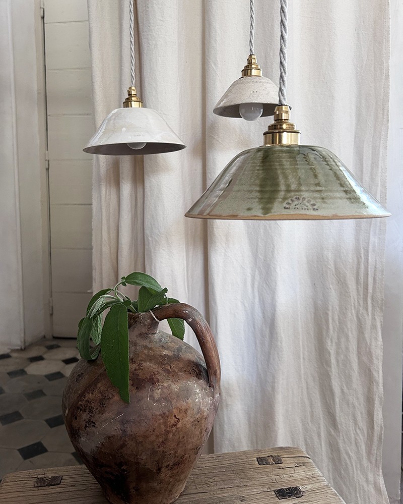 Suspension Lisette verveine en grès émaillé