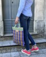 Petit sac shopping Stripes Rose & Bleu en plastique recyclé
