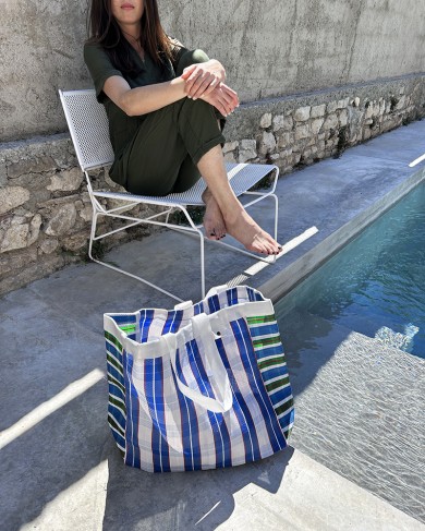 Recycled nylon Caroline Blue shopping bag