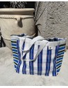 Recycled nylon Caroline Blue shopping bag - handmade