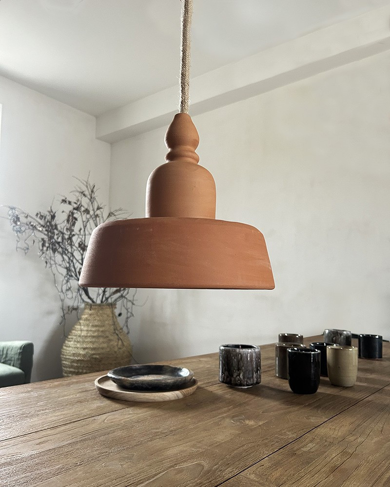 Terracotta Ceramic Pendant Lamp Mlle Louise by The Gentle Factory