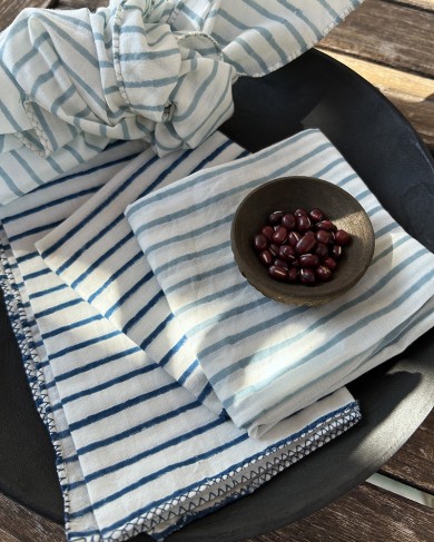 Serviette de table Melody rayures bleu