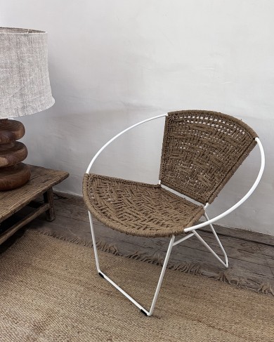 Burlap & metal Kassala lounge chair