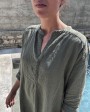 Linen Khaki shirt dress