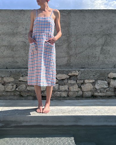 Linen Vichy Strappy Dress