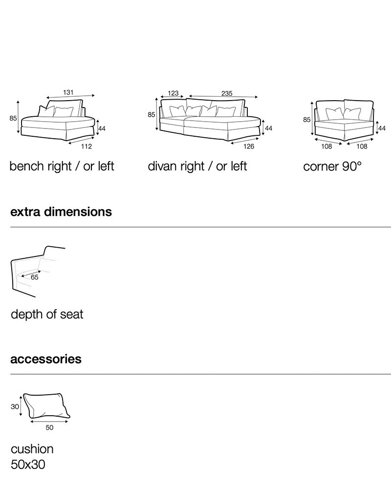 Linen Divan Sofa Heaven 3pl - Modular