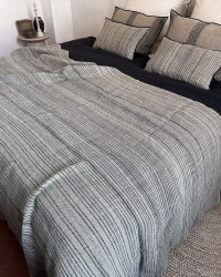 Plaid en toile rustique Byzance rayée Maison de Vacances