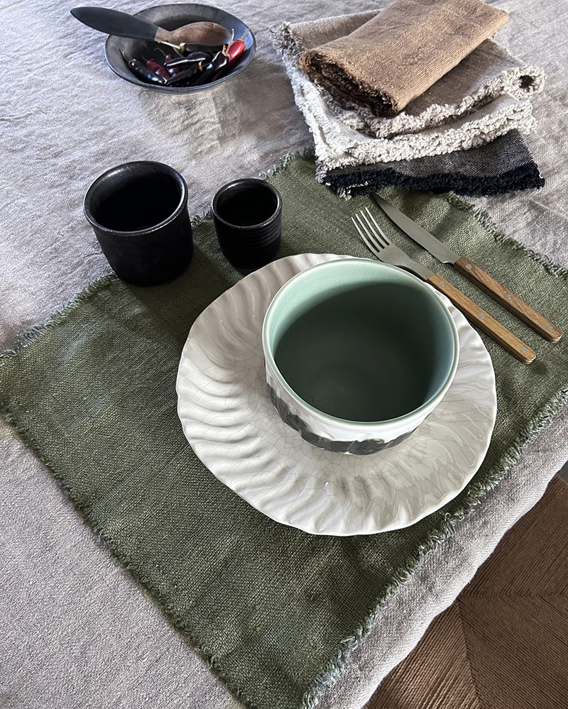 Linen Aquavireo placemat
