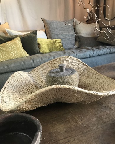 Handcrafted palm&sisal Basket Shell - unique piece